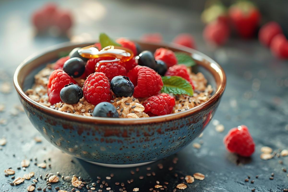 Recette de porridge cru aux flocons d'avoine et graines de chia