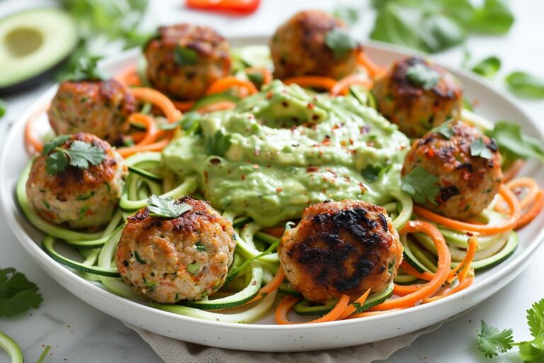 Recette facile : boulettes de poulet et tagliatelles de courgette santé